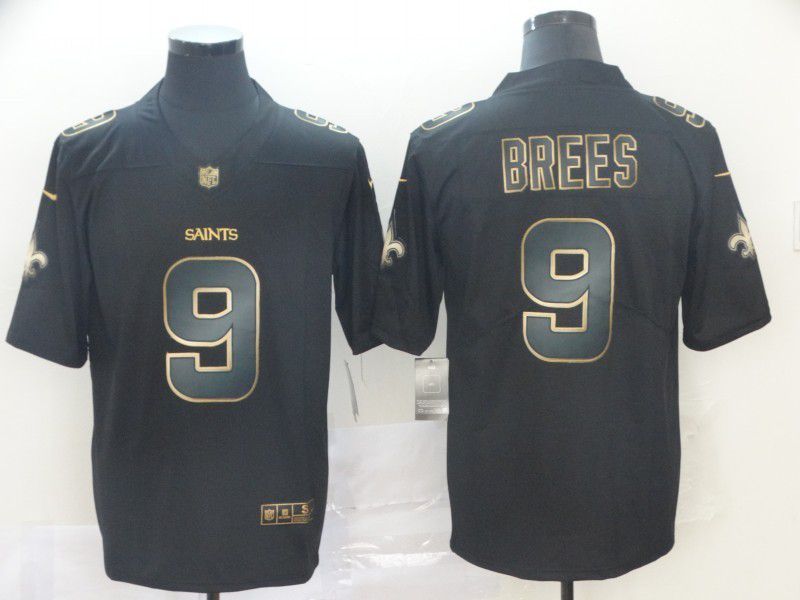 Men New Orleans Saints 9 Brees Nike Vapor Limited Black Golden NFL Jerseys